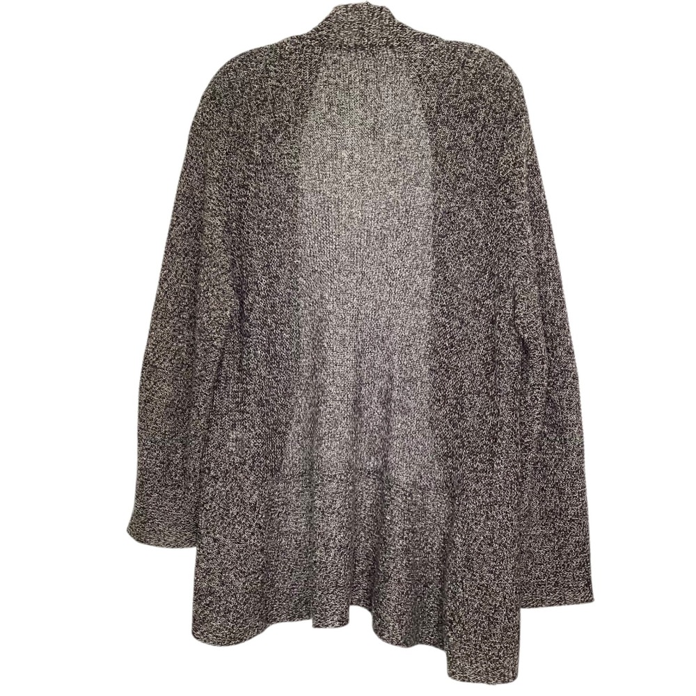 Eileen Fisher Women XL Black White Marled 100% Linen Open Front Cardigan Sweater - Picture 4 of 7